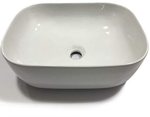 Lavabo Da Appoggio Ceramica Bianco Rettangolare Lavandino Lavello Arredo 45,5x32,5x13,5 Cm