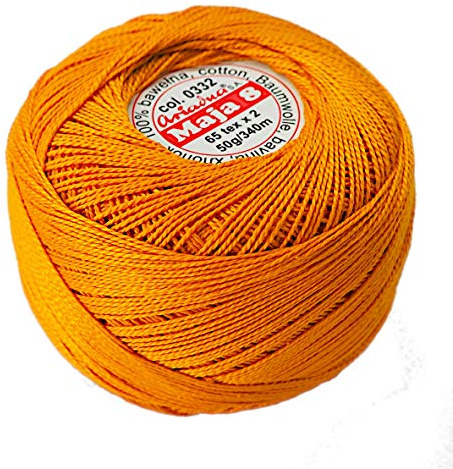 Pearl Crochet Cotton Embroidery Ball Yarn 229yd/210m Quality Thread 50g Size 8 Pumpkin (332)