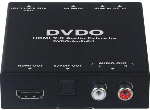 DVDO 4K HDMI 2.0b Audio Extractor | SPDIF Supports PCM2.0, up to Dolby Digital and DTS 5.1 | Built in CEC Controller from HDMI Out