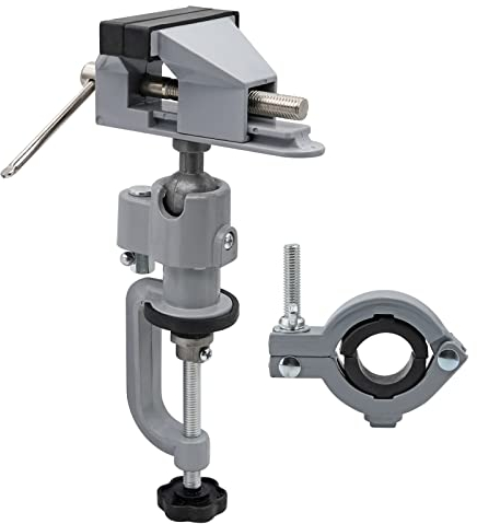 MUALROUS 2-in-1 Tisch-Schraubstock, Bankklemmschraubstock, Aluminiumlegierung, Drehschraubstock, 360 Grad drehbar, für elektrische Bohrmaschinen, Stentschleifer, Werkzeughalter