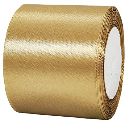 POPOYU Cinta de Raso Chanpanegold 8cm Ancha,23M Lazo Regalo Cinta Navideña Rollo de Cinta de Satén,Cinta de Regalo Cintas para Boda Cumpleaños Día de San Valentín Navidad árbol Cinta Envolver Regalos