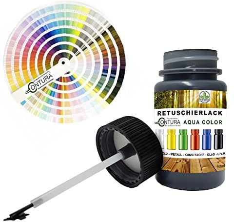 Reparaturlack Lackstift RAL Lack Pinselflasche 50ml. Farbe Holz Metall Möbel Auto Bad Retuschierlack (RAL 7045 Telegrau 1)