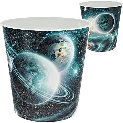alles-meine.de GmbH Papierkorb/Behälter Weltraum & Weltall 10 Liter & extra Einsatz - wasserdicht - aus Kunststoff - 27 cm - Spielzeugkorb/Popcornschüssel/großer Müllei..