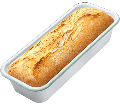 webake Enamel Loaf Tin Bread Pan Rectangular Baking Tin for Cakes, Toast Bread, 32 x 13 x 7 cm