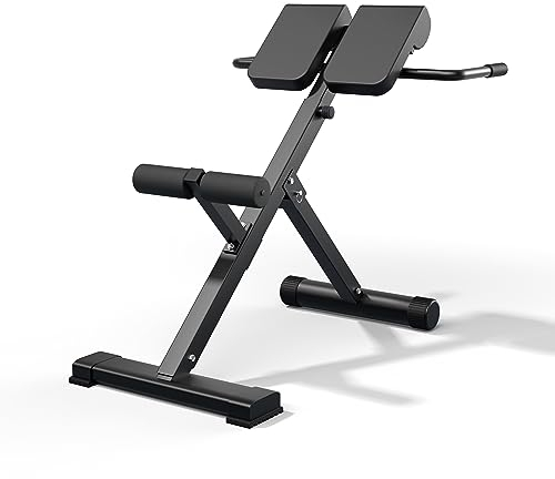 Rückenstrecker mit 45-Grad-Hyperextension – verstellbare Höhe und Rückenlehne, robust und bequem – Training für Gesäß, Oberschenkelmuskulatur und Bauchmuskeln – zusammenklappbare Trainingsbank
