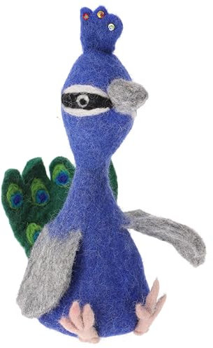 GURU SHOP Filz Eierwärmer, Handgemachte Filzdekoration aus Nepal, Filztier - Pfau, Blau, 19x11x9 cm, Küchenaccessoires, Sonstiges