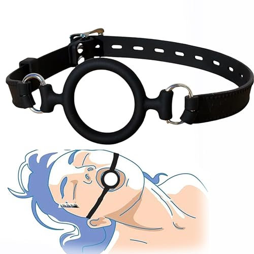 Vielretude Ringknebel Mundknebel mit O-Ring SM Silikon Knebel Mouth Gag Bondage Sklaven Flirten Erotik Sex-Spielzeug Einstellbar (Schwarz)