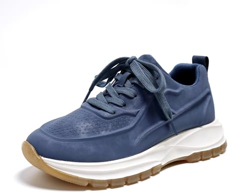 JOMIX Sneakers Donna Casual Scarpe Eleganti Sportive Zeppa Comode da Ginnastica Scarpe Traspirante Leggere da Camminata Fitness Palestra SD2402 (Blu, 36)