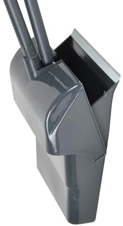 Homea, Pala Alta Plegable con Tapa Plástica+Escoba H92Cm Antracita