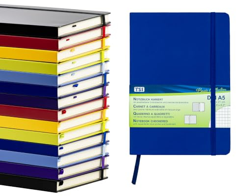 TSI 63555-DB Cahier quadrillé A5 couleur bleu foncé 192 pages