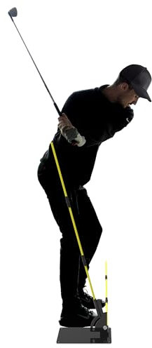 Happy Golfer Golf Swing Trainer for Swing Plane & Alignment | Plate with Two Alignment Sticks | To Perfect Your Golf Swing with Multiple Training Drills | Golf Practice Training Aid