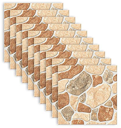 Fliesenaufkleber Selbstklebende Fliesen, Barocke wasserdichte Wandaufkleber, selbstklebend, abnehmbar, Retro, quadratische Aufkleber, 10 cm x 50 cm x 25 Stück