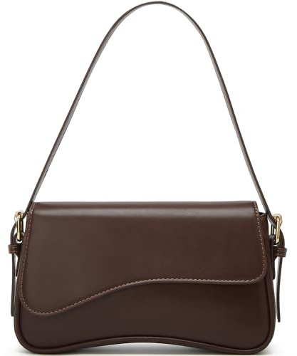 Amszke Shoulder Bag for Women Y2K Trendy Crossbody Purse Soft PU Leather Underarm Handbag with 2 Adjustable Straps for Daily Commute and Travel (Coffee)