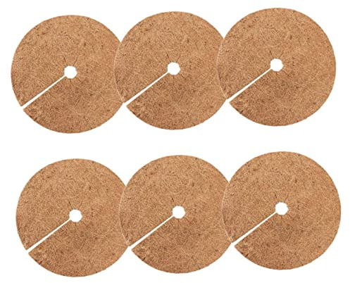 VICASKY Lot De 6 Tapis Ronds En Fibre Végétale 30 Cm Pour Protection Plantes Et Pots De Fleurs, Paillis Naturel Résistants Au Gel, Anti-mauvaises Herbes, Adaptés Jardin Et Culture Extérieure