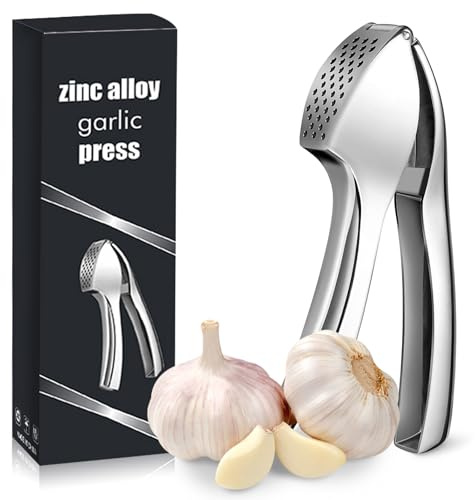Heavy Duty Garlic Press, Premium Garlic Crusher and Mincer with Box, Strong & Durable Kitchen Garlic Press, Crush Garlic and Ginger Effortlessly, Easy to Use & Clean, No Need to Peel