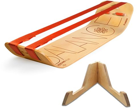 GIBBON SlackBoard Plus & Stand - 2-in-1 Slackline Balance Board for Adults - Workout Equipment Home Gym Training - Wooden Balance Trainer, Standing Desk Exercise, Yoga, Agility, Pilates, Core, Fitness