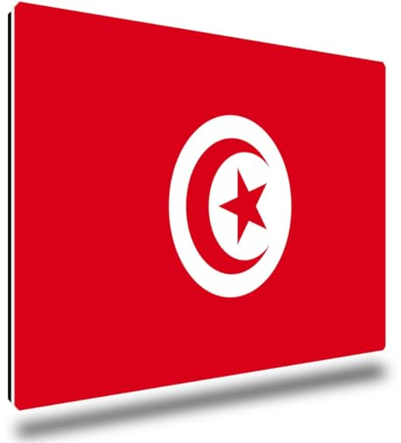 TRIOSK Kühlschrankmagnete Länderflaggen Magnet Flagge Tunesien Länder Reise Souvenir Geschenk für Reiselustige Frauen Männer Weltenbummler Kühlschrank stark eckig groß 85x55 mm