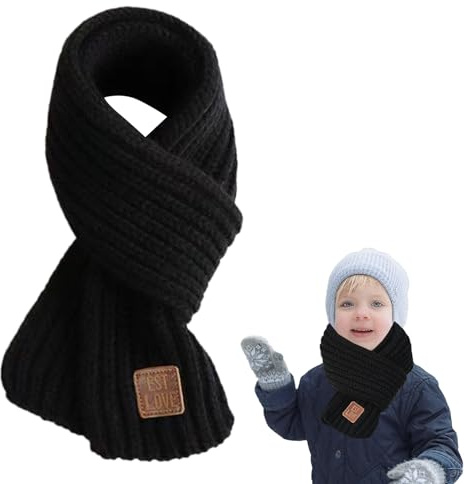 Toddler Scarf Solid Warm Neck Warmer Kids Winter Knit Scarves Soft Long Fashion Children Scarf Knitting Thermal Neckerchief Collar Warp Loop Sticky Scarves Snood for Boys Girls Winter Neck