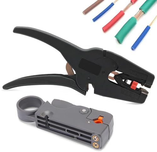 BAIFULAI Pinza spelafili, 0,03 – 10 mm², strumento spelafili multifunzione con piccola pinza, cursore per regolare lo spessore di spelafili, pinza spellacavi automatica, tagliacavi