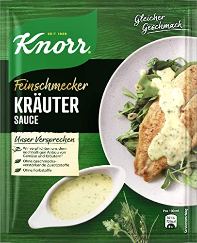 Knorr Feinschmecker Kräuter Sauce leckere helle Soße ohne geschmacksverstärkende Zusatzstoffe 250 ml 1 Stück