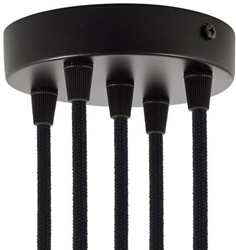 creative cables Zylindrischer 5-Loch-Lampenbaldachin Kit aus Metall - Konisch, Schwarz