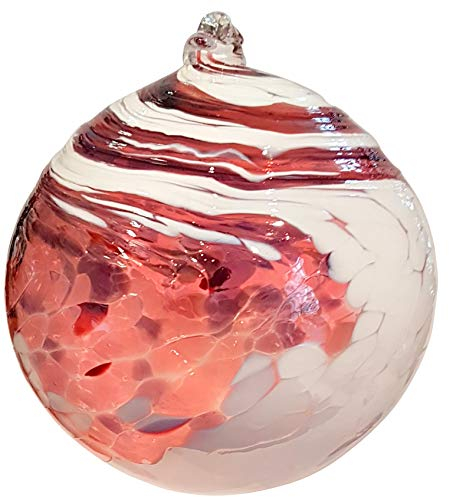 Oberstdorfer Glashütte Sfera di Vetro Decorativo per Appendere, Palla di Cristallo colorato e soffiato a Bocca in Colore Rosa Viola e Bianco colorato Diametro Circa 13 cm Progettato e Prodotto