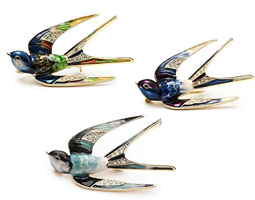 CAILI Broche Hirondelle en Alliage et Strass - Ornement Animalier Rétro Superbe - Goutte à Goutte Pour Hommes et Femmes