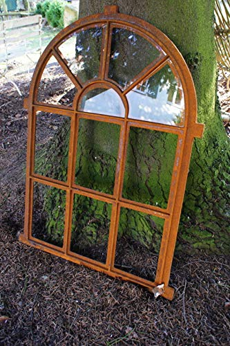 Antikas - Eisenfenster als Antik-Fenster für Gartenmauer m Bogen, Stallfenster westfälisch