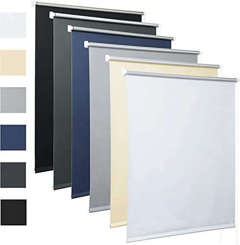 Laneetal Estor Opaco Persianas Estor Enrollable Thermo Evitar Rayos UV y Sol100%,Fácil Instalar,Poliéster 80x210cm Gris