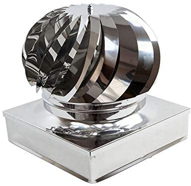 Comignolo Fumaiolo Girevole a bagno d'olio in Acciaio Inox Zincato | Aspiratore per canne fumarie | Testa Radiante | Unità di vendita 1 pezzo (Acciaio Zincato, mm 420x420)