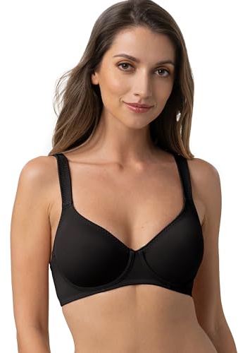 Dorina Sujetador Lindsay para Mujer – con Aros, Sin Relleno, Cobertura Completa, Microfibra Suave, Tirantes Ajustables para Sujeción Cómoda, Negro