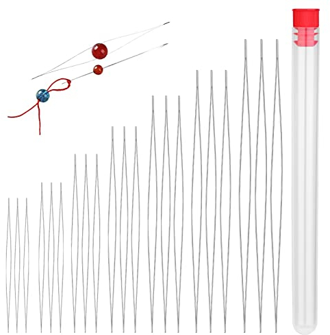 21 Stück Bead Nadeln Perlen Nadel, 7 Größen Große Auge Perlen Nadel, Große Auge Perle Nadeln für Armband Schmuck Handwerk und Schmuckherstellung