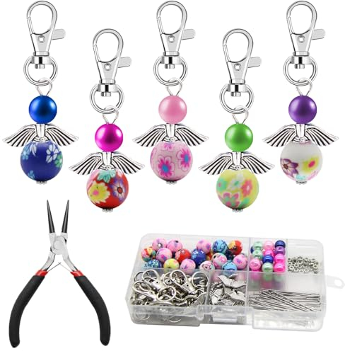 Amlope 30 Sets Schutzengel Anhänger Selber Machen Engel Charm Perlenengel Anhänger Charms Anhänger Perlen Perlenengel Handwerk für DIY Hochzeitsha