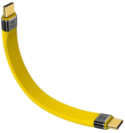 Duttek 8K kort USB C-kabel gul – 13 cm, 40 Gbps USB C-kontakt till kontakt laddkabel, 100 W USB-C förlängningskabel för Thunderbolt 3, MacBook, bärbar dator, surfplatta, powerbank