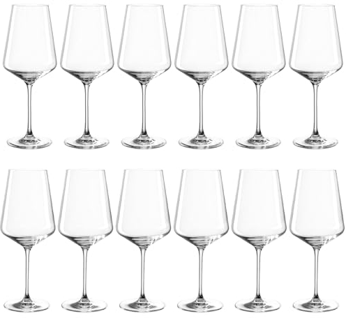 LEONARDO HOME Puccini Weingläser, 12er Set, spülmaschinenfest, 6 Rotwein-Gläser 750 ml, 6 Weißwein-Gläser 560 ml, Wein-Kelch mit gezogenem Stiel