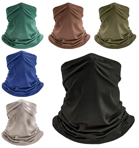 HCMY 6 Pack Neck Gaiters Tube UV Face Mask Bandana Balaclava Shiesty Magic Scarf Headwear Headbands Wraps for women Solid