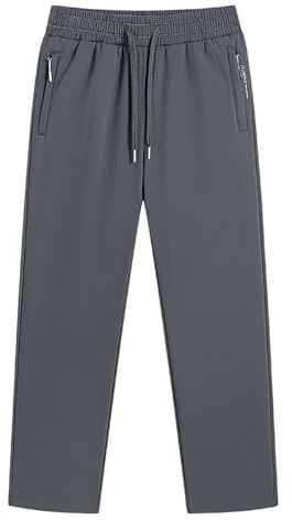 Hombre y ocio de invierno con forro polar grueso suave para personas medianas y mayores, holgado, pierna recta, chándal para hombre, pantalones de chándal de poliéster, gris oscuro, XL