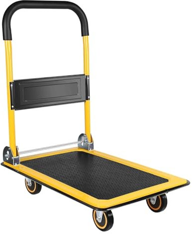 QCKNKMGG Chariot à roulettes pivotant à 360 degrés Chariot Chariot à Plate-Forme Chariot Pliable avec Roues pivotantes Chariot à Plateau Chariot Mobile en métal Chariot à Plateau Robuste Fiable