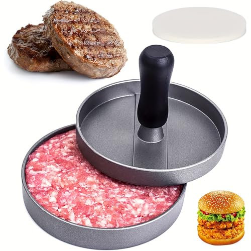 katmerio Pressa per hamburger in acciaio inox, 11,9 cm, con manico in ABS, pressa per hamburger antiaderente