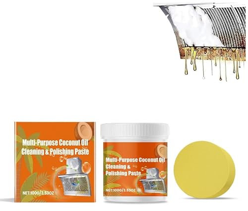 Pasta detergente e lucidante multiuso all'olio di cocco, pasta detergente per pentole, kit pasta detergente multiuso, potente detergente multiuso, detergente per acciaio inossidabile per pentole e pad