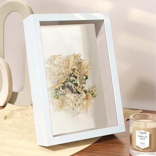 Box Frame 6X4 Photo Frames - Deep 3D Shadow Box Frames Wooden for Crafts Flowers (White431,Depth 5cm)