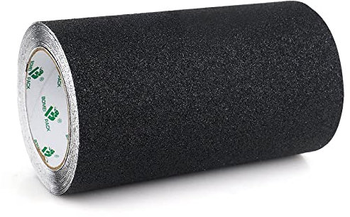 BOMEI PACK Nastro Antiscivolo Nero 200 mm x 5 m, per Scale, Gradini, Pavimenti, Nastro Antiscivolo Solido, Autoadesivo