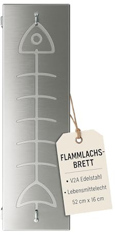 SOUK ONE Flammlaxbräda i rostfritt stål – rostfri, justerbar hållare, perfekt för eldskålar, grillar och öppen eld, hållbar och lätt att rengöra flamlaxupplevelse (rostfritt stål)