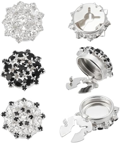 NBEADS 6 Stk. 3 Farben Strass Knöpfe Abdeckung, Ärmel Blume Abnehmbare Hemdknopf-Clips Knöpfe Schmuck für Kleid Anzug Smoking Hemd Zubehör