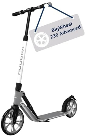 HUDORA BigWheel 230 Advanced Scooter - Stabiler Aluminium-Roller bis zu 120kg - Leiser & zusammenklappbarer Cityroller mit Ständer & Klingel - Kick-Scooter für Kinder/Jugendliche & Erwachsene - Iron