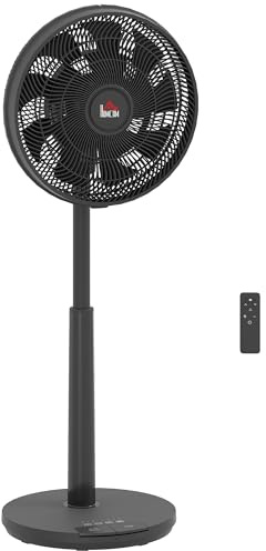 HOMCOM Pedestal Fan with Oscillating, Tilt, Adjustable Height, Timer, Black