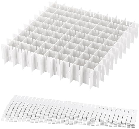 PH PandaHall 40 divisores de cajones ajustables, organizador de cajones blancos, separadores de cajones, organizador para calcetines, ropa interior, cocina, dormitorio, escritorio, oficina