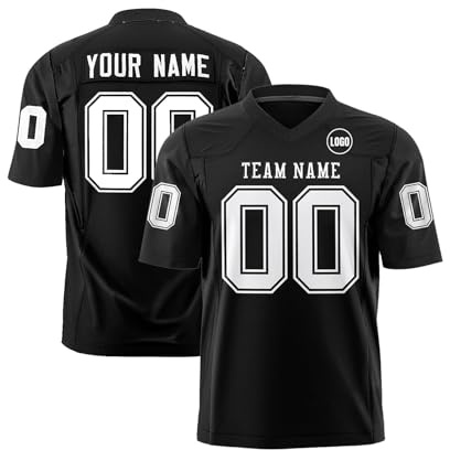 Camisetas deportivas personalizadas, camiseta de fútbol americano con nombre y número y logotipo, transpirable, antiolor, absorbe la humedad, para mujeres, hombres, adultos y jóvenes