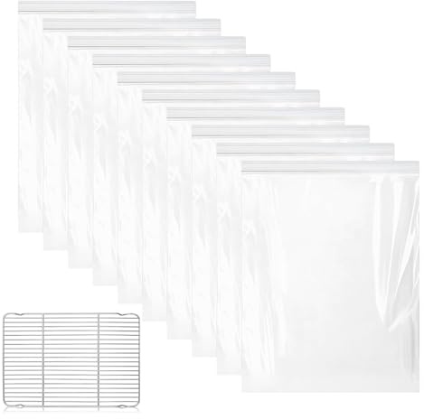 Limpiador de rejilla de horno, bolsas de limpieza resistentes, 10 bolsas desengrasantes con sello, herramienta de lavado de rejilla con material grueso, diseño de suministros de limpieza de cocina