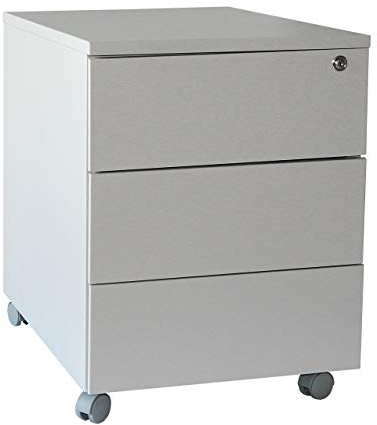 Szagato Rollcontainer Stahl, Eco 3 Schubladen, 53x40x59 cm, lichtgrau, Marke (Arbeitstisch, Computertisch, Bürotisch, Druckertisch)